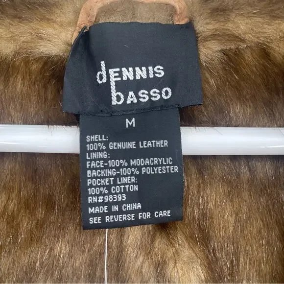 ✨ NWT Vintage Dennis Basso Suede Leather Faux Fur Lined Hooded Heavy Coat Medium - Picture 6 of 9